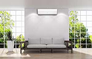 Ductless AC unit over a sofa